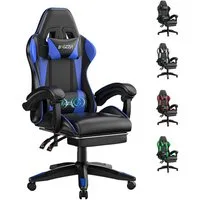 ZAISZE Gaming-Stuhl Schreibtischstuhl, Ergonomischer Bürostuhl mit Massagefunktion (PC Stuhl mit Fußstütze Kopfstütze Lendenkissen), Höhenverstellung Neigung 90°- 135°, für Gaming Arbeit Entspannung