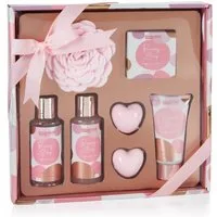 BRUBAKER Pflege-Geschenkset Wellness Pflegeset für Frauen mit Rosen Duft, Rosa Beauty Set, 7-tlg., Geschenkset Sugared Rose, Badeset, Geschenk Mama, Muttertagsgeschenk