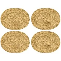 HMF Platzset Tischset oval, geflochten aus Wasserhyazinthe, (4 Stück, Set), Platzset abwaschbar, 40 x 30 cm