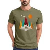 Neverless Print-Shirt Herren T-Shirt Berge Bär Natur Polygon Outdoor Printshirt Aufdruck mit Print