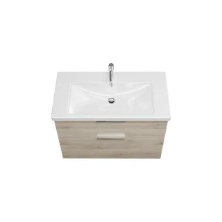 Burgbad Keramik Waschtisch-Set Eqio Eiche Dekor Flanelle/Alpinweiss, SEYQ093F2632C0001 SEYQ093F2632C0001