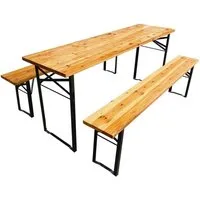 SVITA Bierzeltgarnitur, (Set), Klappbar, Biertisch und Bänke, Natur, Holz, Metall, Oktoberfest
