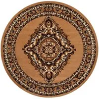 Vimoda Orientteppich Rund Teppich kurzflor, Rund, Höhe: 8 mm, Orientalisch, Klassisch,Rot Wohnzimmerteppich