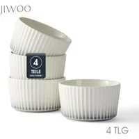 JIWOO Schale 4er Ø11cm,Müslischale Eisschale Dessertschale Obstschale Snackschale, Keramik, (Schaleset, 4-tlg), Hochwertiges Schalen Weiß Mikrowellenofen Spülmaschine Ø 11cm