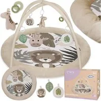 MoMi Spielmatte LUANI Baby Spieldecke mit Spielbogen, Plüsch, Spiegel, Rassel in Beige