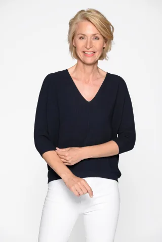 CLARINA - V-Pullover, uni marine - Gr. - 40
