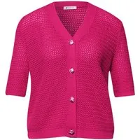 STREET ONE Strickjacke rosa,Casual,Baumwolle,Unifarben,V-Ausschnitt,Kurz,Regular Fit