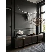 KADIMA DESIGN Wanddekoobjekt Deko Geweih Bull M WL1.245 Silber 100 cm Aluminium Design Hörner, (Wanddekoration Stierkopf Horn Modern, Wandskulptur Geweih-Jagdtrophäe)