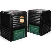 BigDean Schnellkomposter 2 Stück Komposter Garten 300 Liter - wetterfestem Kunststoff, BxTxH: 58x59x81 cm, 300 l, (2 St), Robuster, Langlebiger, UV-Beständiger, Wetterfester Kunststoff
