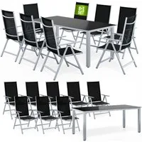 Casaria Garten-Essgruppe Bern, (9-tlg), Aluminium 5mm Sicherheitsglas Stühle Klappbar Verstellbar Wetterfest