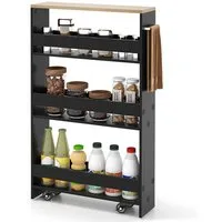 COSTWAY Küchenwagen, schmal, Nischenwagen 4 Ebenen, auf Rollen, 48x12,5x81cm
