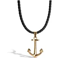 SERASAR Lederband LederHalskette mit Edelstahl Anhänger "Anchor" (1-tlg), aus Echtleder