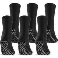 sockenkauf24 ABS-Socken 3 oder 6 Paar "Premium" Anti Rutsch Socken Damen Herren (Schwarz, 6-Paar, 39-42) ABS Socken Noppen Stoppersocken - 8600 WP