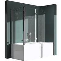 Mai & Mai Badewannenaufsatz Duschwand für Badewanne Badewannenfaltwand ESG GLAS 6mm NANO C113
