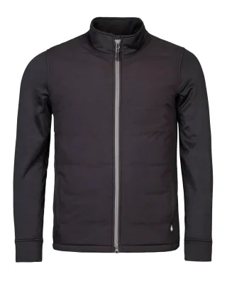 Schwarze Fleece gefütterte Herrenjacke mit durchgehendem Reißverschluss | Wärmehalter | isolierter wasserdichter Mantel mit Taschen - Schwarz