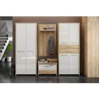 OTTO home Garderoben-Set Gala, (Set, 4-St., zwei Garderobenschränke, eine Schuhbank und ein Garderobenpaneel), Soft-Close Funktion, Hochglanz UV lackiert