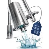 VILTARO Wasserhahnfilter Wasserfilter Wasserhahn, BPA-frei, 2 Cent/l, 3000 l Kapazität, Edelstahl, Aktivkohlefilter