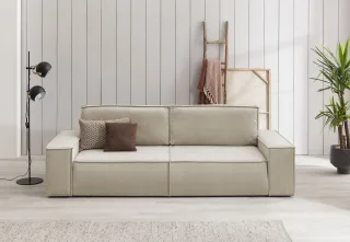 Home affaire 3-Sitzer "SHERWOOD Schlafsofa (257cm) Cord, Samtvelours, Vintage-Lederoptik" Schlaffunktion mit Bettkasten (ca. 136/200cm)