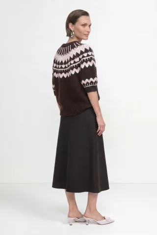 Rich & Royal - SH SLVS Jacquard Sweater chocolate torte - Gr. - S