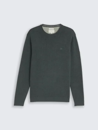 Tom Tailor - Basic Strickpullover aus Baumwolle darkest olive melange - Gr. - M