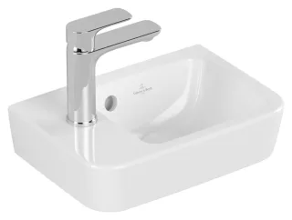 Villeroy & Boch Handwaschbecken Compact O.novo 360x250mm Eckig BP re 1HL. m. ÜL. Weiß Alpin cplus, 4 434236R1