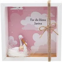 ZauberDeko Geschenkbox Geldgeschenk MIT NAMEN Baby Storch Mädchen Geburt Taufe Gutschein