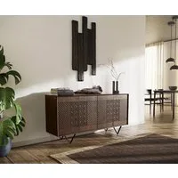 DELIFE Sideboard Manjula, Mango Braun 145 cm 4 Türen V-Fuß Metall Schwarz Sideboard