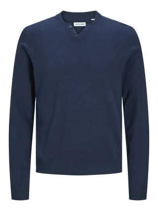 JACK&JONES - JJEEMIL KNIT SPLIT NECK navy blazer - Gr. - XXL