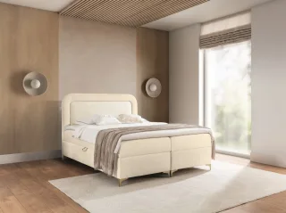 Boxspringbett Schlafzimmerbett WILLOW 160x200cm Stoff Puente Creme
