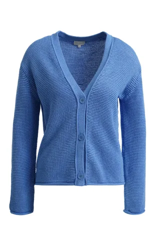 Milano Italy - v-neck cardigan 1/1 sleeve cornflower blue - Gr. - XXL