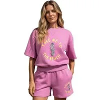 Miss Goodlife Sweatshirt Miss Goodlife Damen Kurzarm„Take Me To Beach“ MG15758 – Crocus Pink
