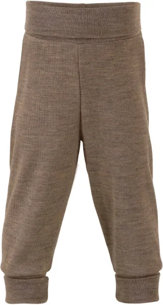 Engel Natur Merino/Seide Babyhose lang mit Nabelbund GOTS 62/68 walnuss