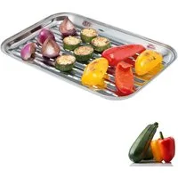 bremermann Grillplatte Grillschale, Grillpfanne Edelstahl, ca. 35 x 24,5 cm Grillplatte (1-St), perforierte Oberfläche
