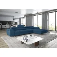 thematys Ecksofa ALVARO MAXI 355 x 204cm mit Schlaffunktion & Bettkasten –, L-Sofa mit 4 verstellbaren Kopfstützen, Samt (Monolotith), oder Cord (Poso) - L-Form, XL-Wohnlandschaft, 355 cm breit