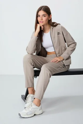 Damen Kapuzen Sweatshirt mit Reißverschluss und Hose Set