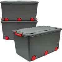 Babykajo Aufbewahrungsbox (Boxen mit Rollen, 3 St., mit 50L Volumen), Stapelbloxen, Aufbewahrungsboxen, Box zum Aufbewahren