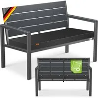 KESSER Gartenbank 2-Sitzer Balkonbank in Holzoptik bis 300 kg belastbar (Parkbank inkl. abnehmbarem & waschbarem Sitzpolster & Montagezubehör), UV-beständige Sitzbank für Garten, Terrasse & Balkon