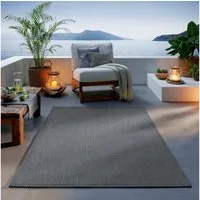 TaCa Home Teppich Outdoor & Indoor Teppich, rechteckig, Höhe: 7 mm, Terrasse Balkon Garten Wohnzimmer Bad Küche, Anthrazit - 80 x 150 cm