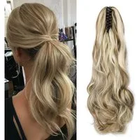 LuxusKollektion Kunsthaar-Extension Haar Extensions Clipin Ponytail 45 cm 140g Aschblond&Gebleichtes Blond