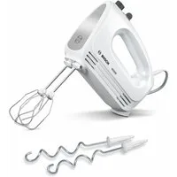 BOSCH Handmixer CleverMixx MFQ24200, Edelst. Rührbesen/Knethaken, 4 Stufen, weiß, 400 W, Auswurftaste, leichtes Gehäuse, Made in Europe