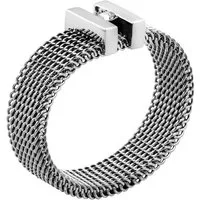 meditoys Fingerring Damen-Edelstahlring · Mesh-Ring (Schwarz/silber) mit Kristall · 63