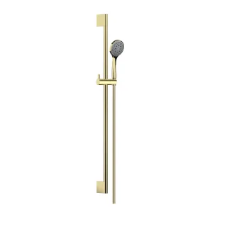 Herzbach LIVING SPA Wandstangenset Slide M 900mm Handbrause 100mm Multi PVD Gold, 30.690310.1.03 30.690310.1.03