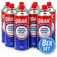 JUNG Gaskartusche Butangaskartuschen 227g für Gaskocher, Campingkocher, Gasgeräte, 8 St., sichere und langlebige Butangaskartusche