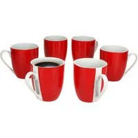 MamboCat Becher 6er Set Variant Rot Kaffeebecher 350ml bunte Porzellan-Tassen, Porzellan