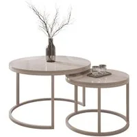 yourhouse24 Couchtisch Runder Inez 2in1, 50 & 70 cm, Kaschmir & Hochglanz (Set 2 in 1), Couchtisch mit hochglänzender Tischplatte