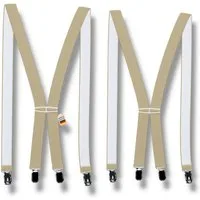 ZUKUNFTSENKEL Hosenträger 2er Pack schmal 2,5cm breite, 4 starke Clips Beige (X-Form Für Damen und Herren) Deutsche Herstellung, Elastisch