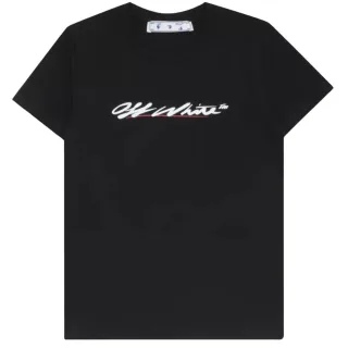 Off-White New Script Logo Casual Fit Schwarzes T-Shirt