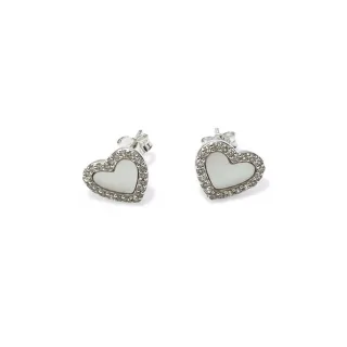 Damen Herz Ohrringe in Silber mit Perlmutter und Zirkonia BIPE084
