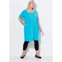 Ulla Popken Jerseykleid Kleid A-Linie Carree-Ausschnitt Halbarm Taschen