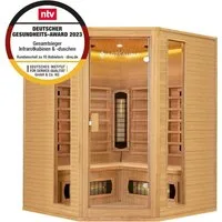 Artsauna Infrarotkabine Nyborg E150V Dual Technologie, für 4 Personen, Hemlock-Holz, HiFi-System, Ionisator, LED-Farblicht